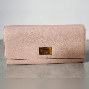 Fendi Blush Leather Wallet with Gold Detail